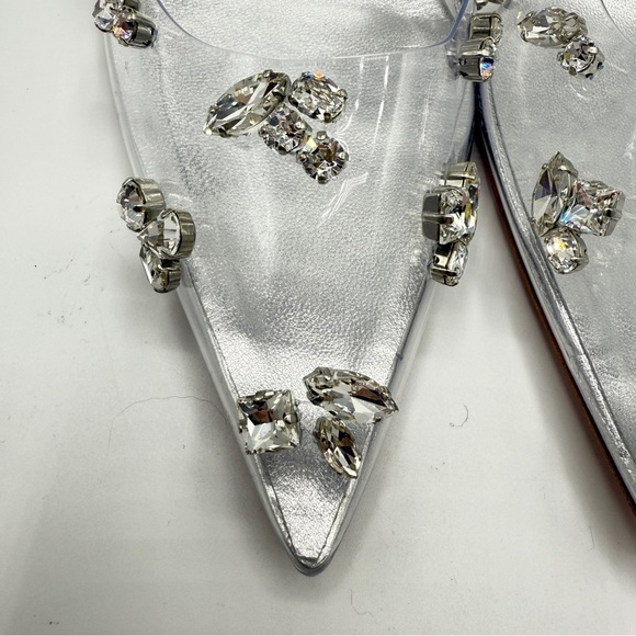 NEW Christian Louboutin Clear PVC Degraqueen Silver Metallic Leather 100 mm Heel - Picture 2 of 11